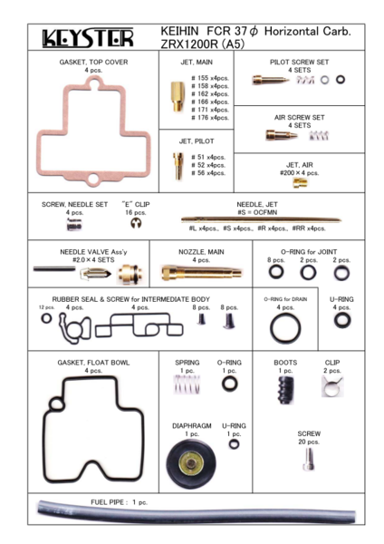 KEYSTER オンラインストア - FCR carb. 37φ - Carburetor parts kit 